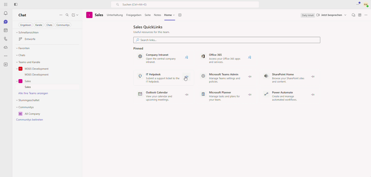 Pinning and unpinning links